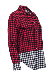 Current Boutique-Rag & Bone - Red Mixed Plaid Button Down Shirt Sz M