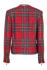 Current Boutique-Rag & Bone - Red, Teal & Beige Plaid Wool Jacket Sz 8