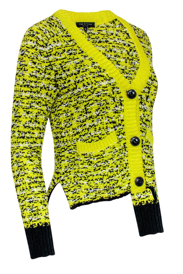 Current Boutique-Rag & Bone - Yellow & Black Blend Button Front Cardigan Sz XS