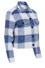 Current Boutique-Rails - Blue & Off-White Buffalo Check Wool Blend Cropped Jacket Sz XS