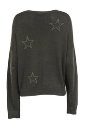 Current Boutique-Rails - Olive Scoop Neck Star Sweater Sz L