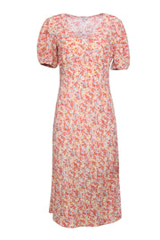 Current Boutique-Rails - Orange & Multi Color Floral Print Midi Dress Sz M