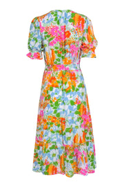 Current Boutique-Rails - Orange & Multi Color Floral Print Midi Dress Sz XS