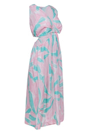 Current Boutique-Rails - Pink & Turquoise Print Cut-Out Maxi Dress Sz M