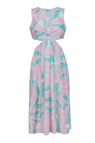 Current Boutique-Rails - Pink & Turquoise Print Cut-Out Maxi Dress Sz M