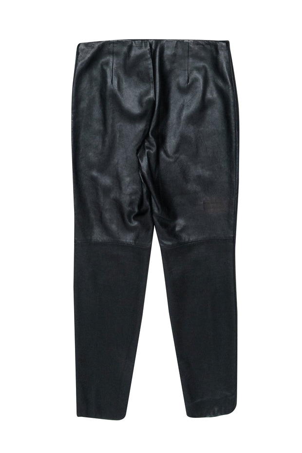 Current Boutique-Ralph Lauren - Black Leather Skinny Pants w/ Side Zip Detail Sz 10