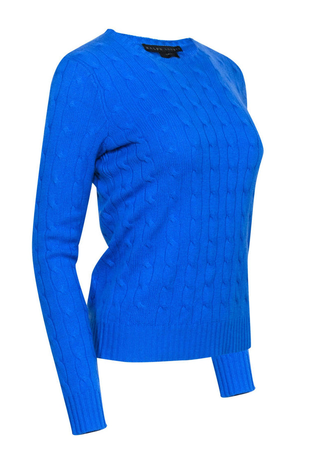 Current Boutique-Ralph Lauren - Blue Cable Knit Sweater Sz S