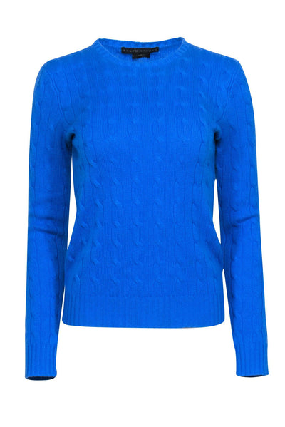 Current Boutique-Ralph Lauren - Blue Cable Knit Sweater Sz S