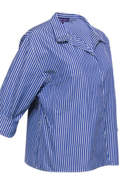 Current Boutique-Ralph Lauren - Blue & White Wrap Style Button Up Shirt Sz 8