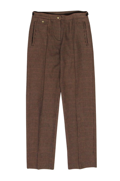Current Boutique-Ralph Lauren- Brown & Red Plaid Pleated Straight Leg Pants Size 4P