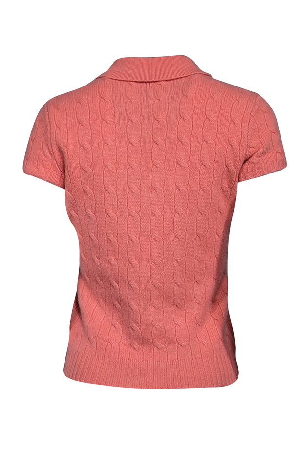 Current Boutique-Ralph Lauren - Coral Orange Cashmere Polo Shirt Sz M