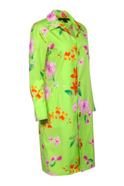 Current Boutique-Ralph Lauren - Green Floral Trench Coat Sz 6
