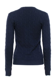 Current Boutique-Ralph Lauren - Navy Cashmere Cable Knit Sweater Sz M