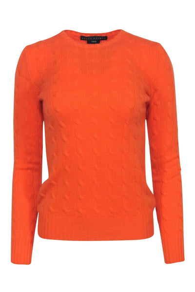 Current Boutique-Ralph Lauren - Orange Cable nit Cashmere Sweater Sz S