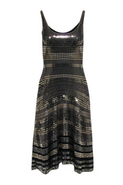 Current Boutique-Ralph Lauren Purple - Black Sleeveless Fit & Flare Dress w/ Gold Sequins Sz S