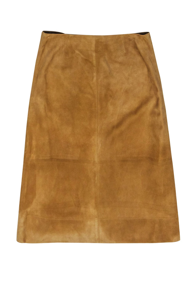 Current Boutique-Ralph Lauren - Tan Leather Suede Button Down Skirt Sz 6