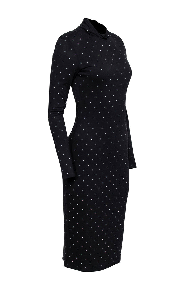 Current Boutique-Ramy Brook - Black Rhinestone Studded "Della" Midi Dress Sz M