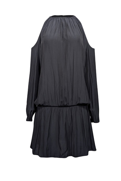 Current Boutique-Ramy Brook - Black Satin Cold Shoulder Dress Sz M