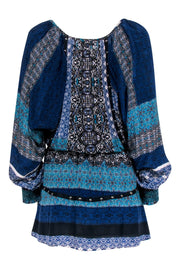 Current Boutique-Ramy Brook - Blue & Black Print Long Sleeve Dress Sz S