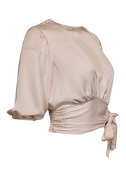 Current Boutique-Ramy Brook - Cream Satin Puff Sleeve Blouse Sz XXS