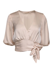 Current Boutique-Ramy Brook - Cream Satin Puff Sleeve Blouse Sz XXS