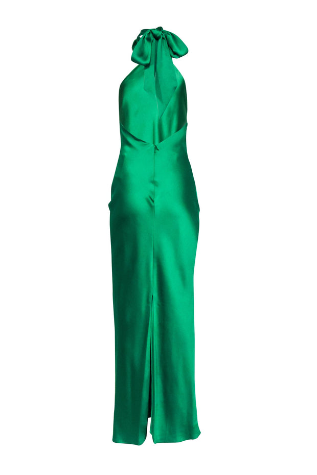 Current Boutique-Ramy Brook - Green Satin High Neck "Tatiana" Gown Sz 2