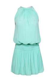 Current Boutique-Ramy Brook - Light Green Satin Smocked Drop Waist Dress Sz XXS
