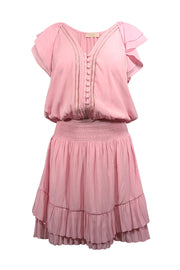 Current Boutique-Ramy Brook - Light Pink Ruffled Cap Sleeve Smocked Waist Dress Sz XS