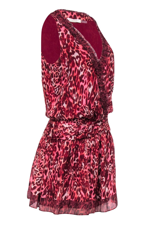 Current Boutique-Ramy Brook - Maroon & Pink Leopard Print Sleeveless Dress Sz 0