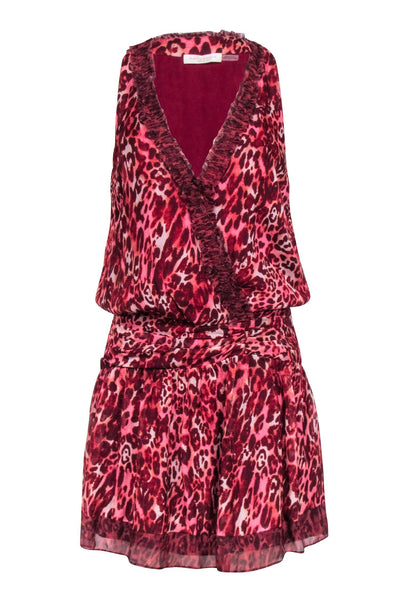 Current Boutique-Ramy Brook - Maroon & Pink Leopard Print Sleeveless Dress Sz 0