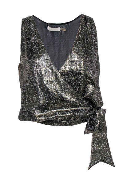 Current Boutique-Ramy Brook - Metallic Printed "Nora" Side-Tie Sleeveless Top Sz XS