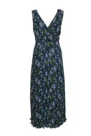 Current Boutique-Ramy Brook - Navy, Purple, & Green Floral Print Sleeveless Dress Sz S