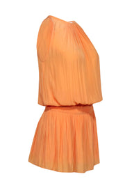 Current Boutique-Ramy Brook - Pastel Orange Satin Smocked Drop Waist Dress Sz XS