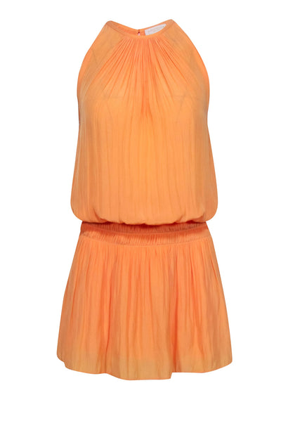Current Boutique-Ramy Brook - Pastel Orange Satin Smocked Drop Waist Dress Sz XS