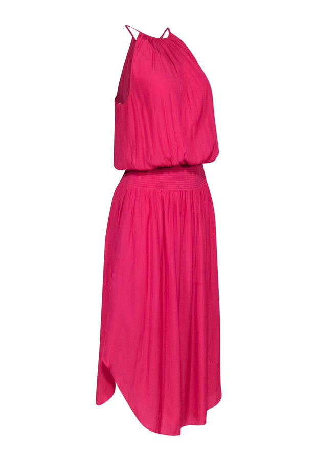 Current Boutique-Ramy Brook - Pink Sleeveless Smocked Waist Midi Dress Sz S