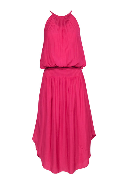 Current Boutique-Ramy Brook - Pink Sleeveless Smocked Waist Midi Dress Sz S