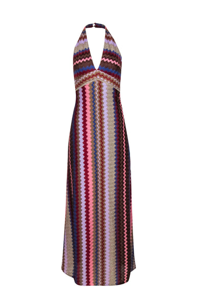Current Boutique-Ramy Brook - Purple, Red, Brown, & Multi Color Chevron "Harlee" Halter Dress Sz 4