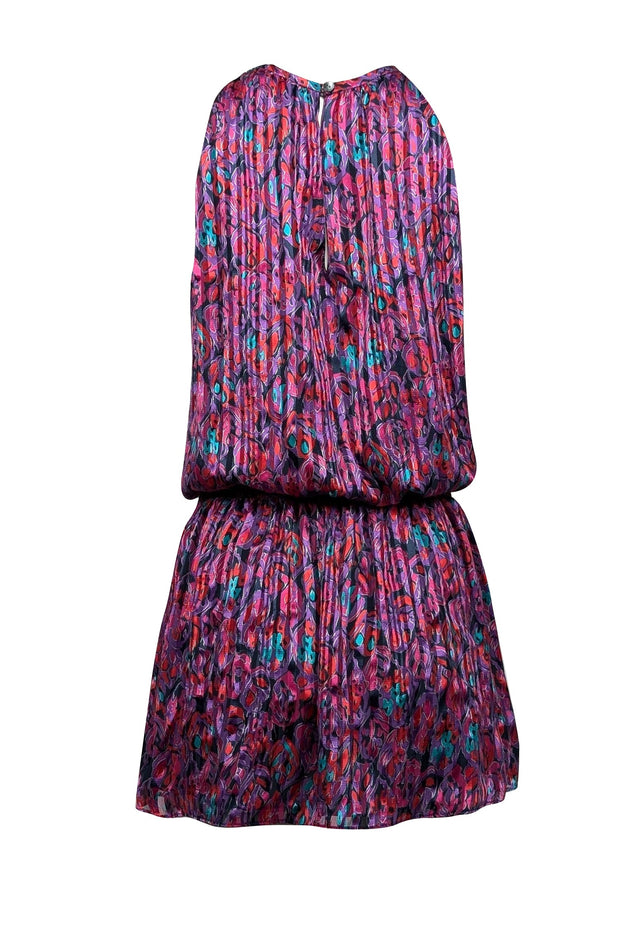 Current Boutique-Ramy Brook - Purple, Red, Green, & Black Print Sleeveless Keyhole Back Sz S