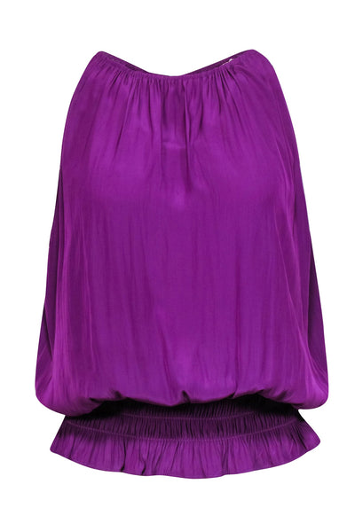 Current Boutique-Ramy Brook - Purple Satin Ruched Sleeveless Top Sz S