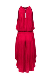 Current Boutique-Ramy Brook - Red Satin Smocked Waist Midi Dress Sz M
