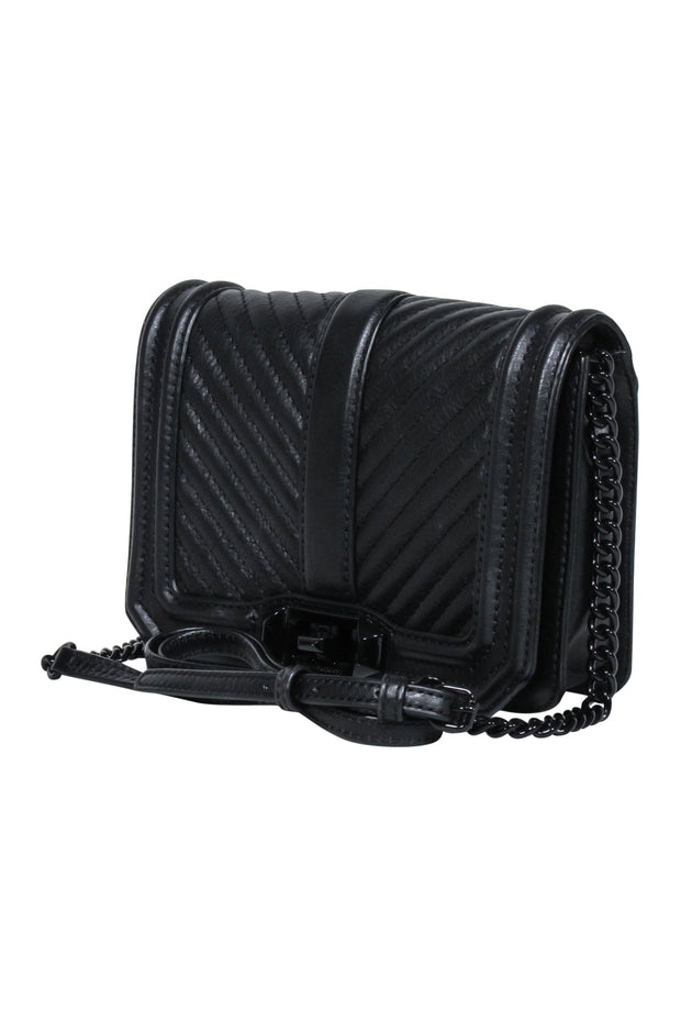 Current Boutique-Rebecca Minkoff - Black Chevron Front Leather Crossbody Bag
