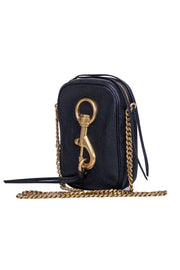 Current Boutique-Rebecca Minkoff - Black Pebbled Leather Crossbody Bag w/ Large Hook Front Detail