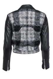 Current Boutique-Rebecca Minkoff - Black & White Wool & Leather Moto Jacket Sz XS