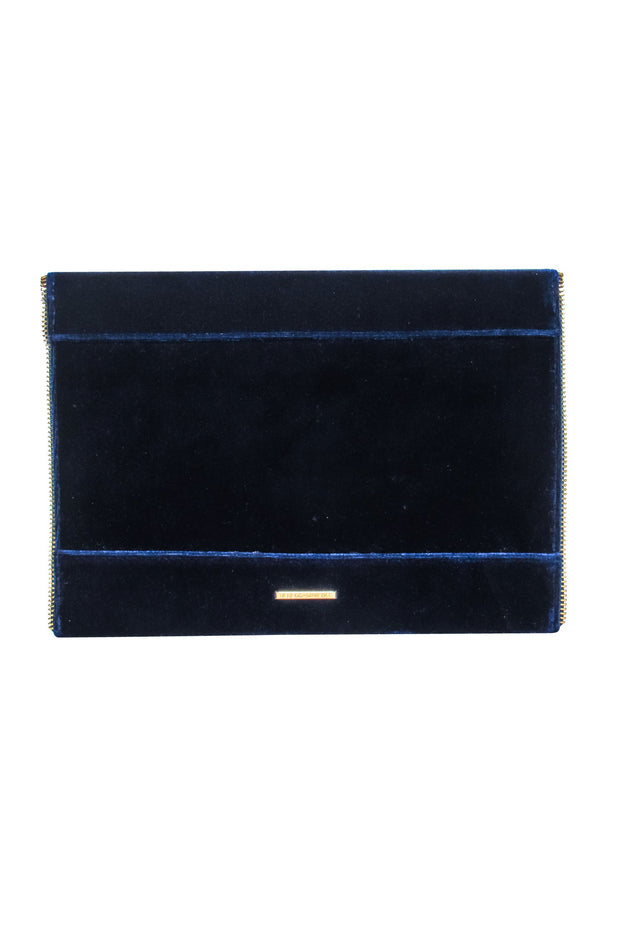 Current Boutique-Rebecca Minkoff - Blue Velvet Envelope Clutch w/ Zipper Trim
