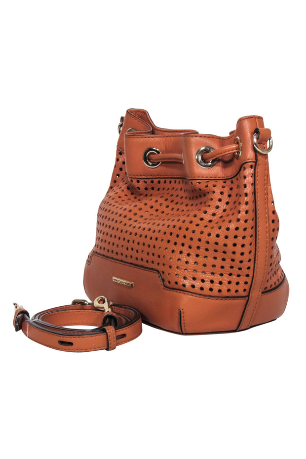 Current Boutique-Rebecca Minkoff - Tan Perforated Leather Bucket Bag