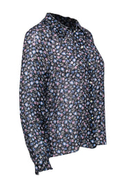 Current Boutique-Rebecca Taylor - Black & Blue Floral Print Blouse Sz 4