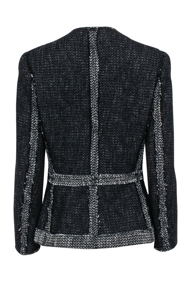 Current Boutique-Rebecca Taylor - Black & Ivory Tweed Moto Zip Jacket Sz 8