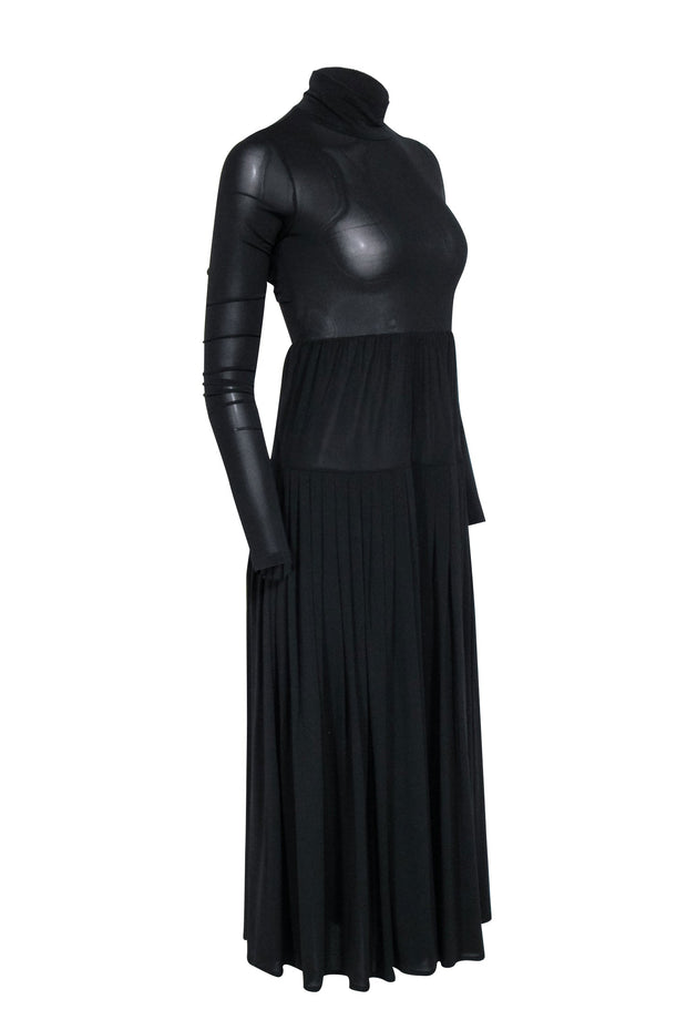 Current Boutique-Rebecca Taylor - Black Mock Neck Maxi Dress Sz XS