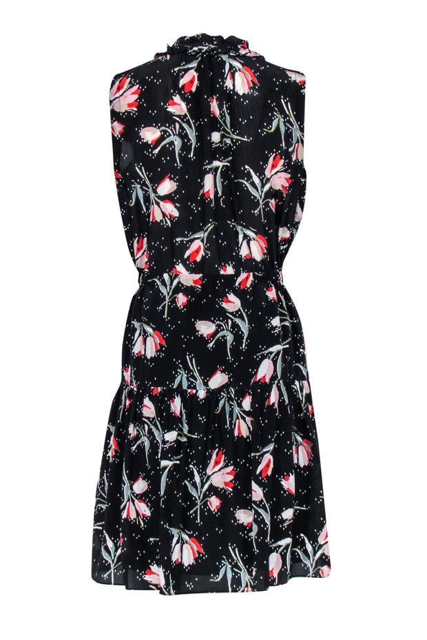 Current Boutique-Rebecca Taylor - Black Tulip Sleeveless w/ Notched Neckline Mini Dress Sz 4
