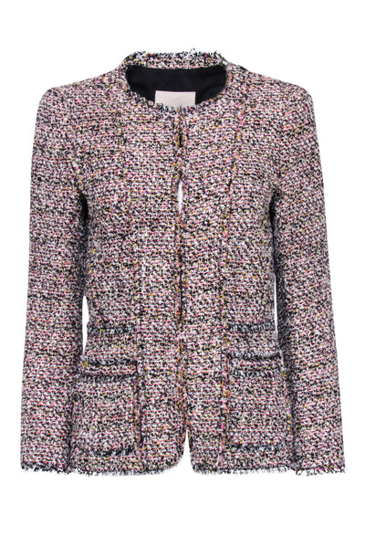 Current Boutique-Rebecca Taylor - Black, White, Yellow, & Pink Woven Tweed Jacket Sz 8